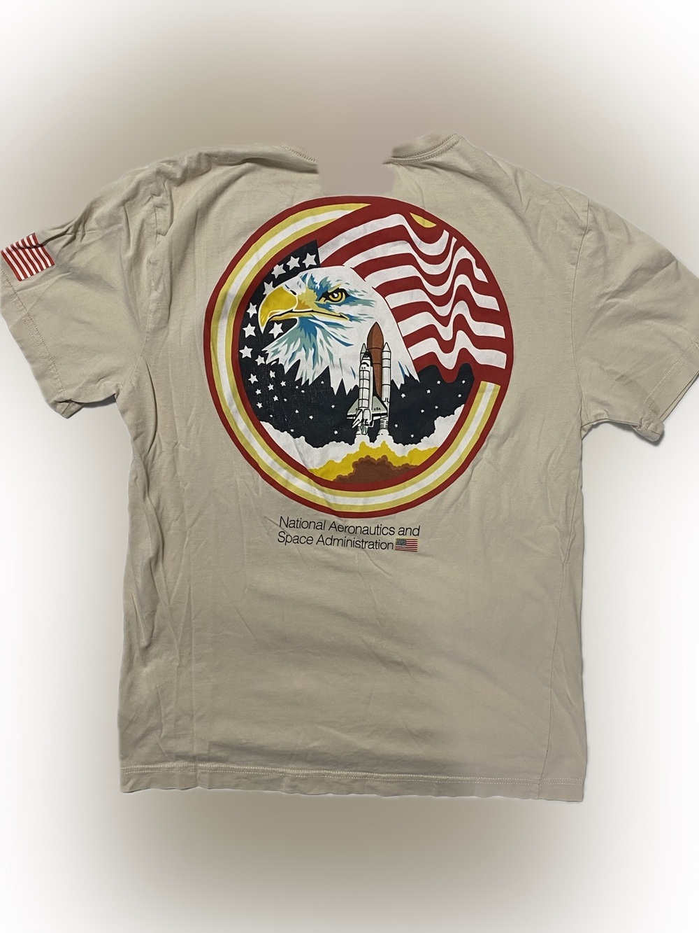 Divided Beige NASA Eagle & Rocket Short Sleeve Tee